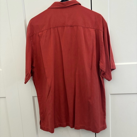 Tommy Bahama Rust Silk Blend Woven Button Front Short-Sleeve Camp Shirt - Picture 2 of 10